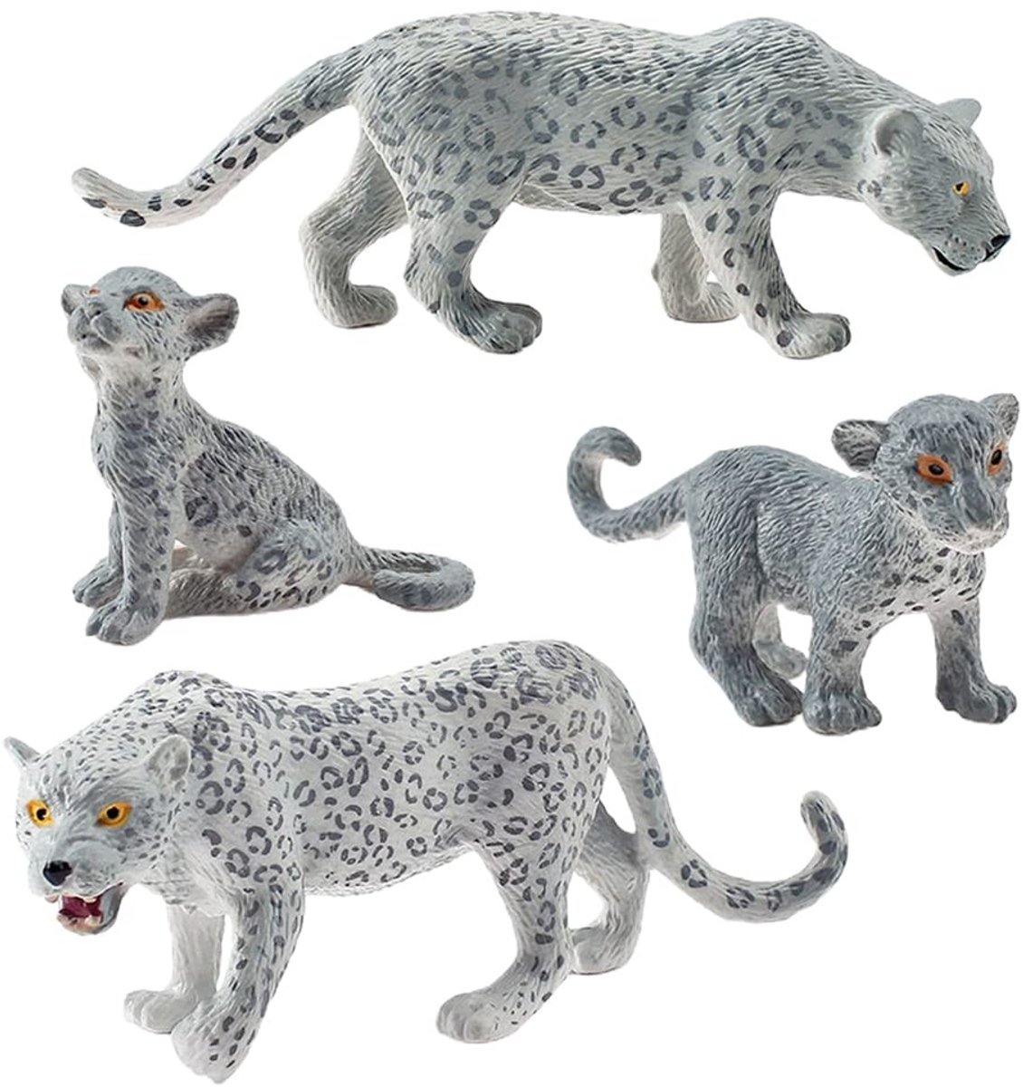 Dailygoods- Sneeuwluipaardfiguur 4 Stuks - Dierenfiguren Speelgoed