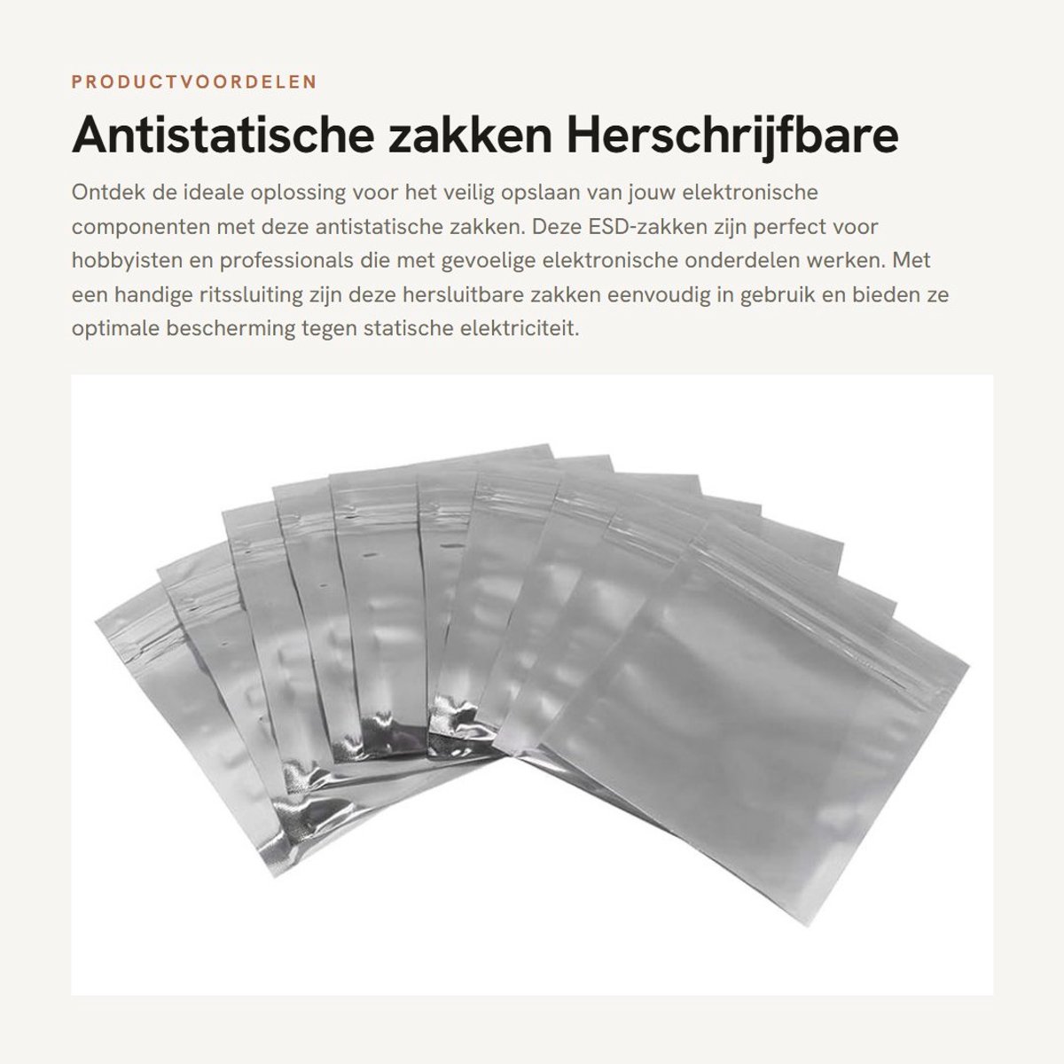 Dailygoods - Antistatische zakken - Herschrijfbare ritssluiting - 8 x 9 cm - Opslag voor elektronische componenten - 100 stuks - Geschikt...