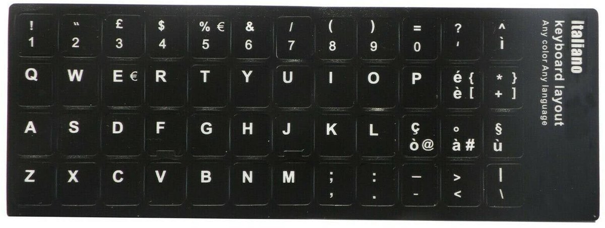 Dailygoods - Leren Toetsenbord Layout Sticker - Zwarte Sleutels met Witte Letters