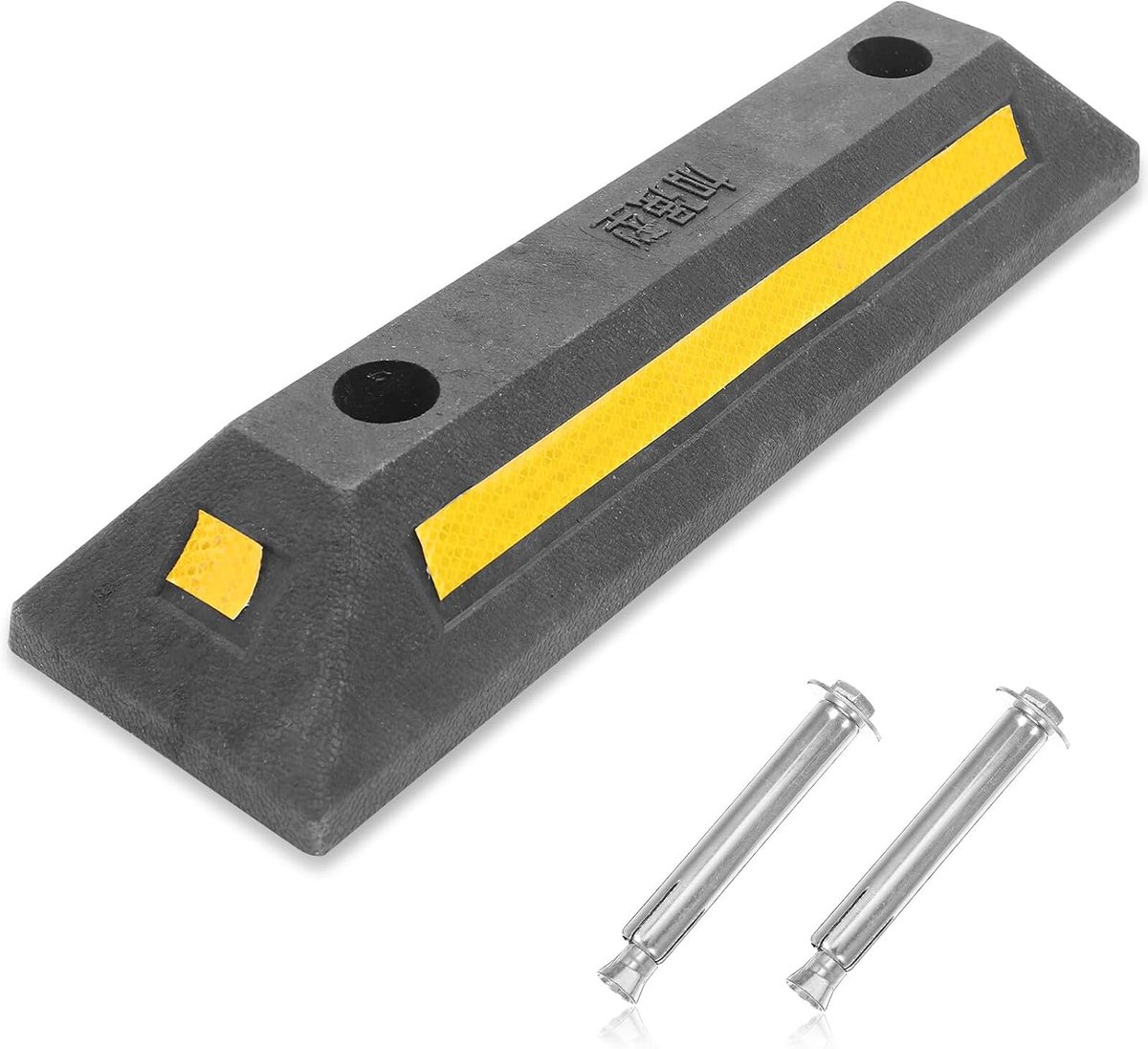 Versterkt Parkeerblok - Wielstopper Rubber - Veilig Parkeren - Duurzaam Slijtvast - 48 cm Lengte - Zwart