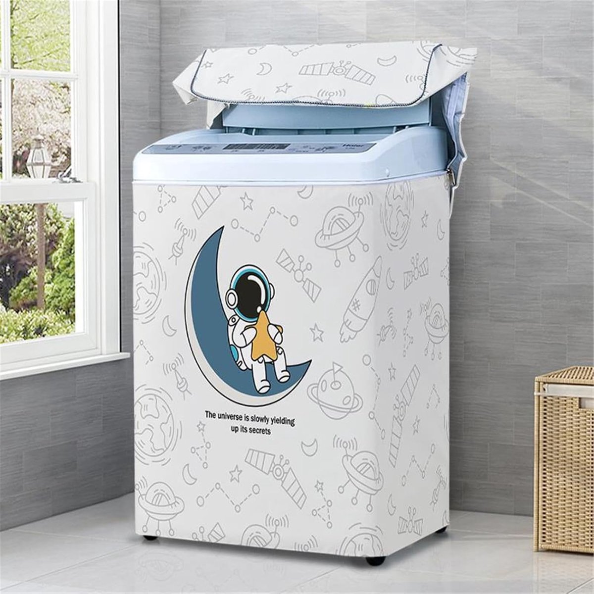 Wasmachinehoes Droger Protector Apparaat Beschermen Waterdicht Stofdicht M Capaciteit Maan Print