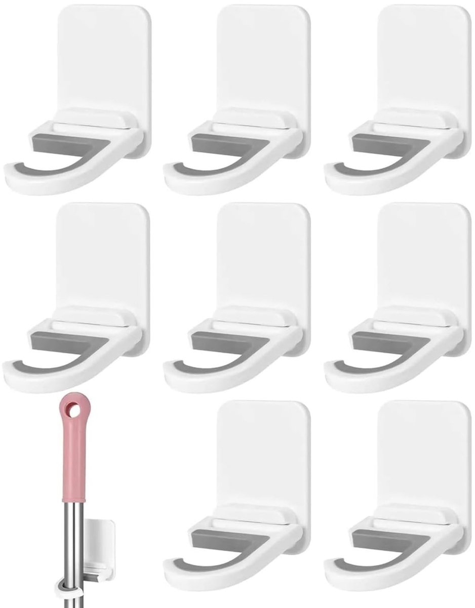 Dailygoods - MGS Inkjet x DPI A Multifunctioneel - Zelfklevende bezemhouder, Muurmontage Mop & Bezemhanger, Zwaar Bezemrek, veelzijdige Clip geschikt voor Thuiskeuken en Wasserij Opslag
