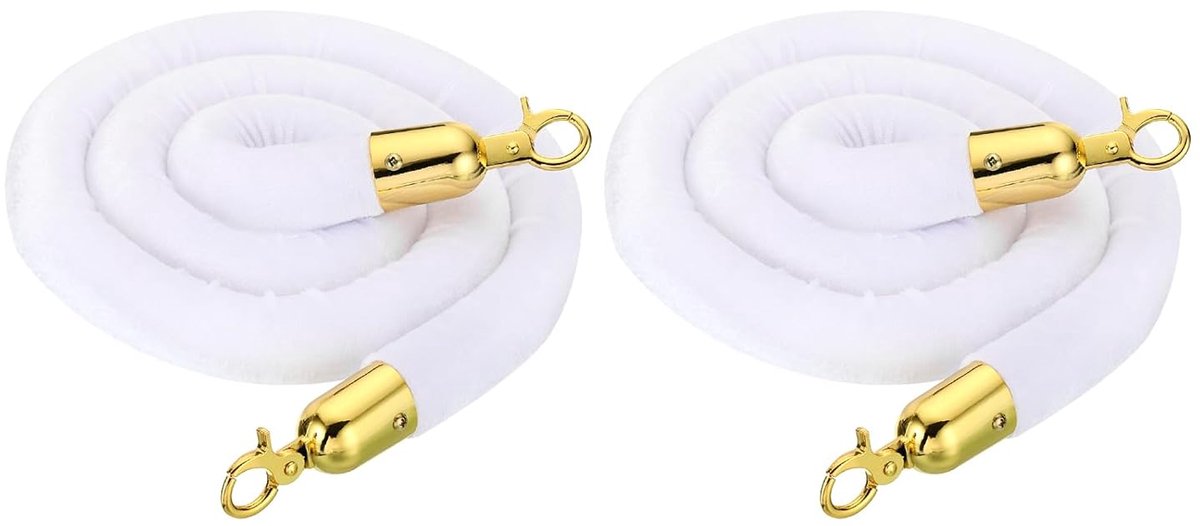 Toegangscontrole Touwen - Afzetpaal Touw - Publiek Begeleiden - Met Karabijn Haken - 2 Stuks 1.5m - Wit Goud
