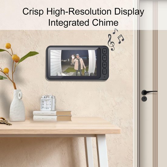 Draadloze Deurbel met Camera & 4,5" Monitor - Video Deurbel zonder WiFi/App/Cloud, Intercom met 2-Weg Audio, Nachtzicht, 120° Groothoek, Waterdichte Deurbel Buiten voor Huis & Appartement — afbeelding 4