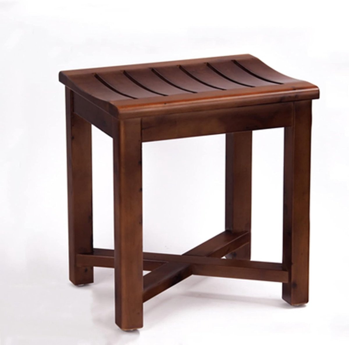 Houten Badkamerkruk - Douchebank Opbergplank - Veilig Douchen - Massief Hout - 42x34x45cm - Naturel
