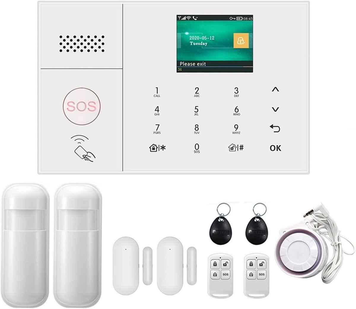 Alarmsysteem Set - Draadloos GSM - Huisbeveiliging - APP Bediening - Set 3 - Wit