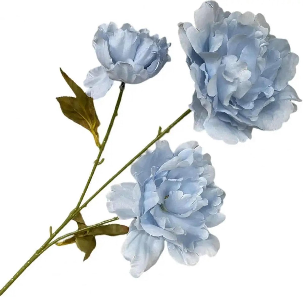 Kunstbloemen Pioen - Zijde bloemen - Huis decoreren - Handgemaakt - 70 cm - Lichtblauw