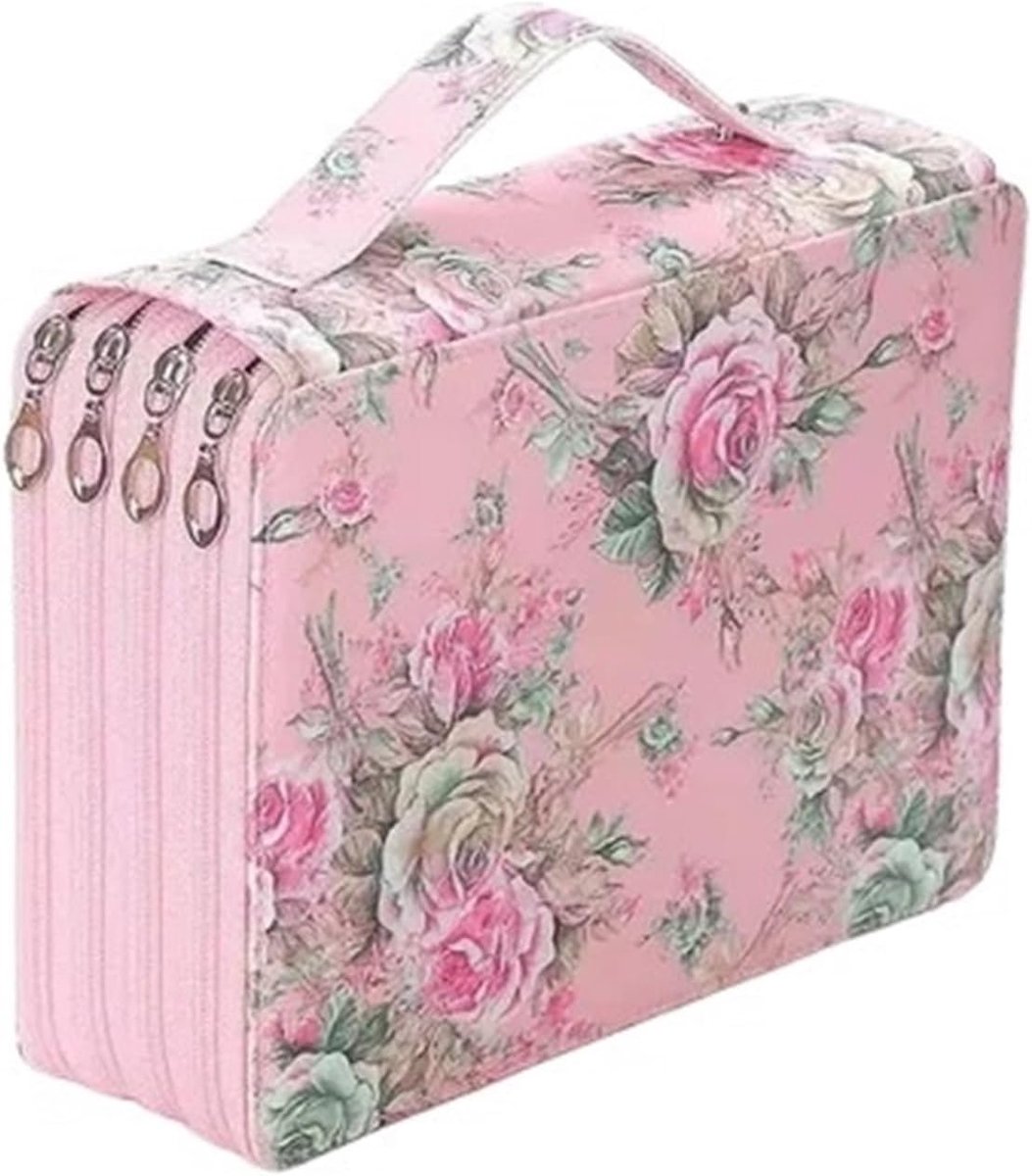 Tekening Etui - Potlood Tas - Kunst Benodigdheden - Grote Capaciteit - 200/252 Gaten - Kleurrijke Bloemen