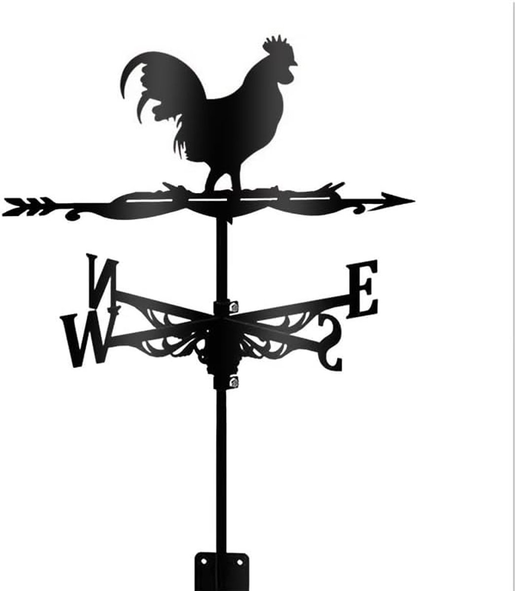 1 Windwijzer - Metalen Haanvorm - Richtingsaanwijzer - Tuindecoratie - Geschikt voor schuren, boerderijen, tuinen, terrassen en daken