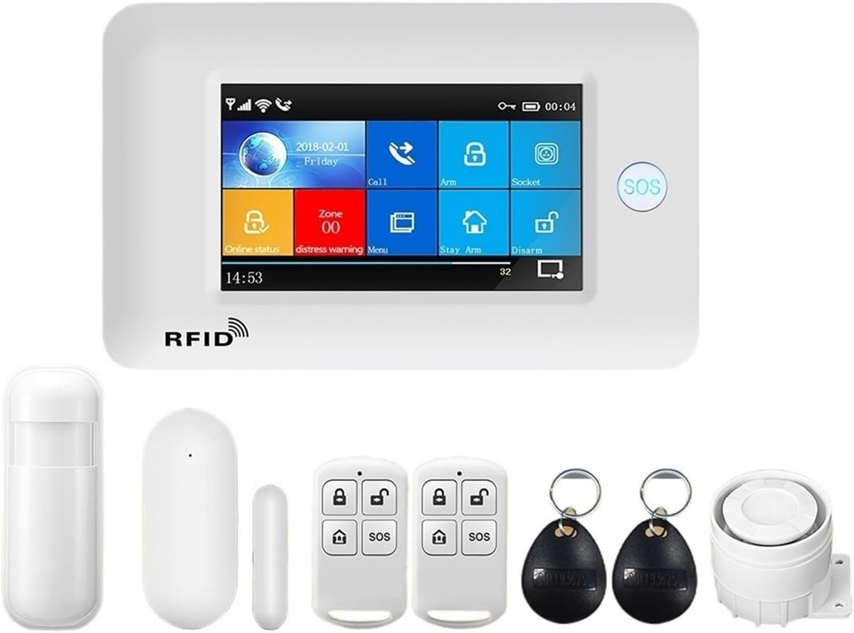 Huisbeveiligingsalarm - Smart Alarm Systeem - Huis Beveiligen - Touchscreen Bediening - 25 x 15 x 15 cm - Wit