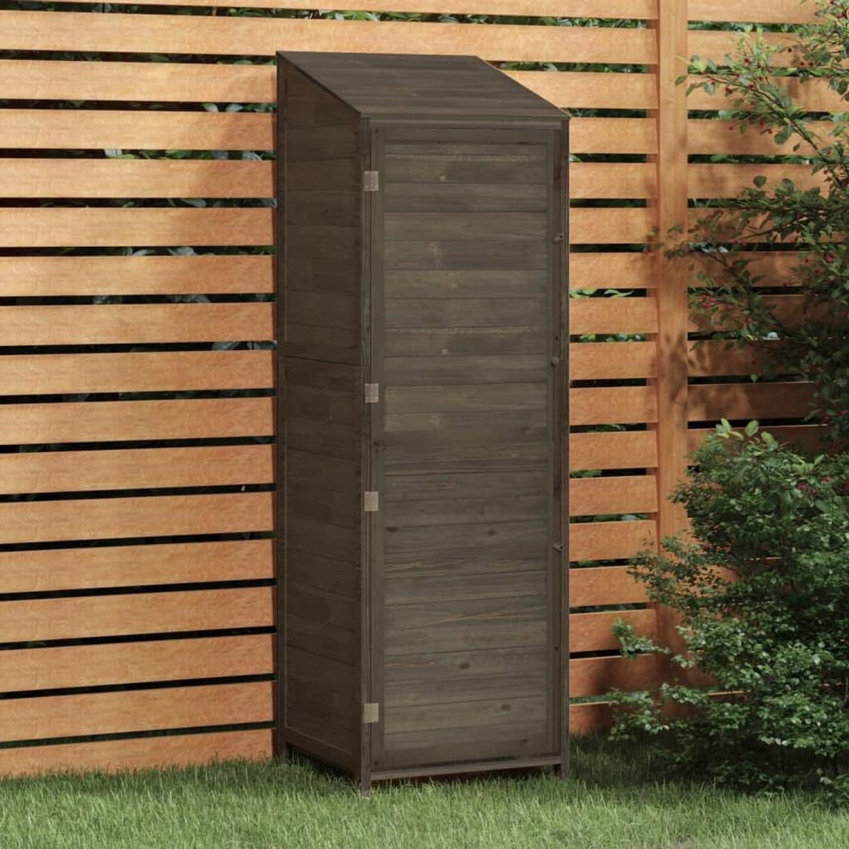 Houten Tuinschuur - Opbergbox Buiten - Tuinspullen Opbergen - Robuust Dennenhout - 55 x 52 x 1745 cm - Antraciet