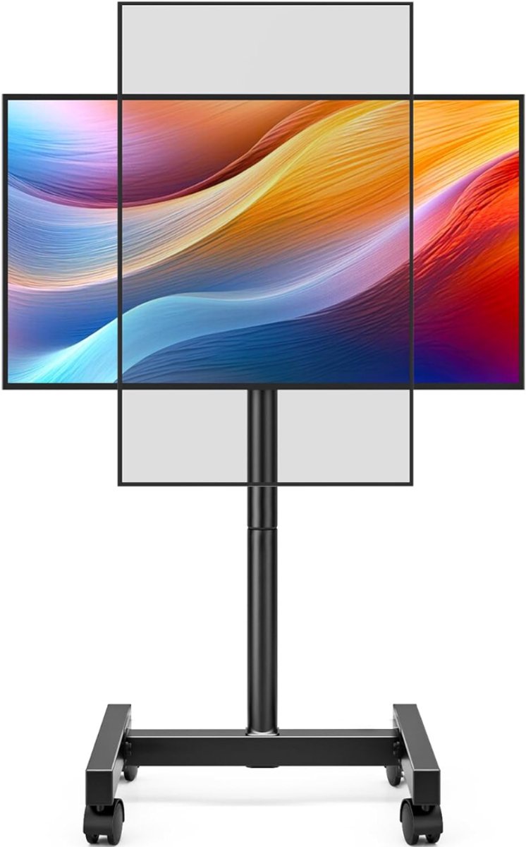 SNJY® TV Standaard Verrijdbaar - TV Standaard op Wielen - TV Voet - Voor 13 tot 50 Inch TV's - Kantelbaar - Tot 20KG - Zwart
