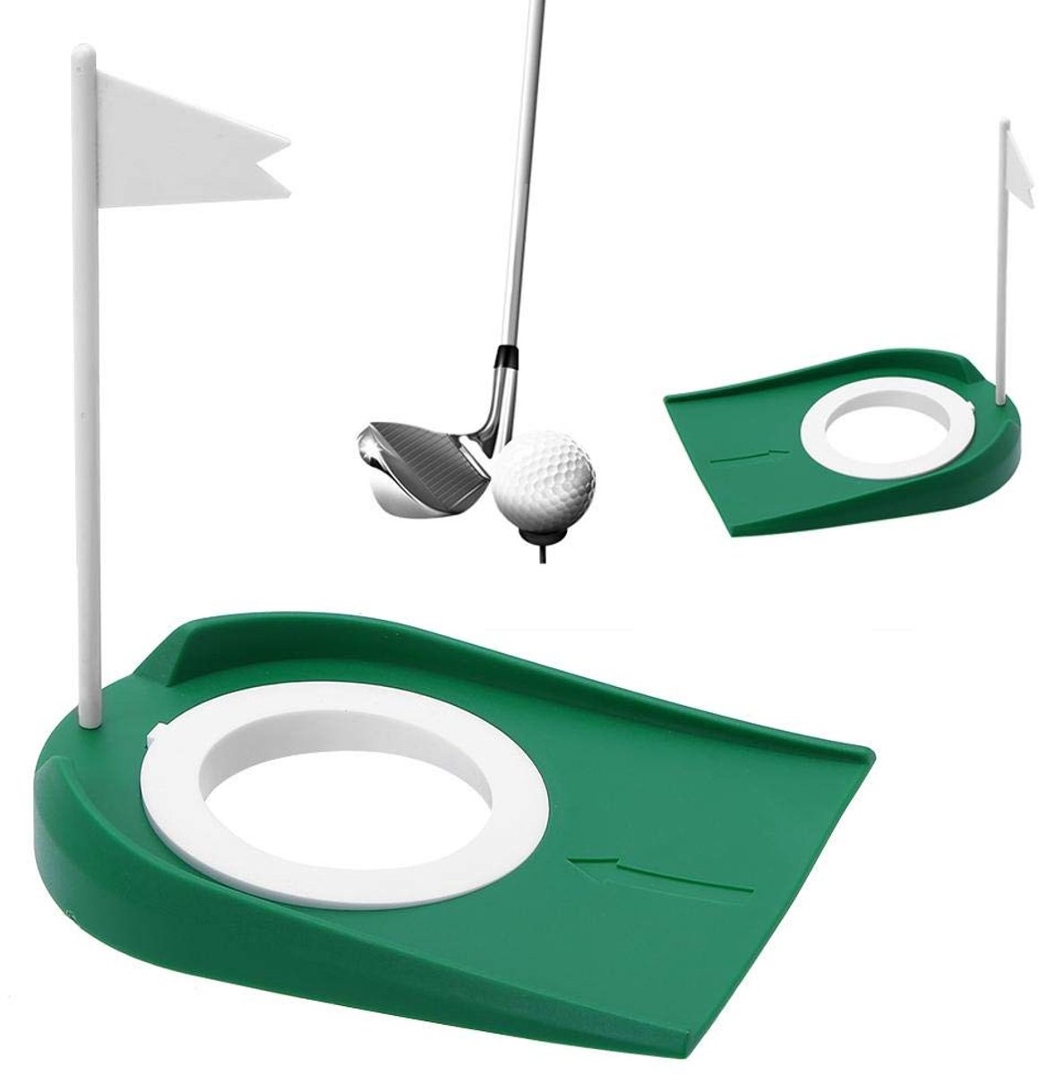 Dailygoods- Putting Mat - Indoor Putting Green - Oefen Cup met Gat en Vlag - Verstelbaar - Hoogwaardige Materialen - Slijtvast Design