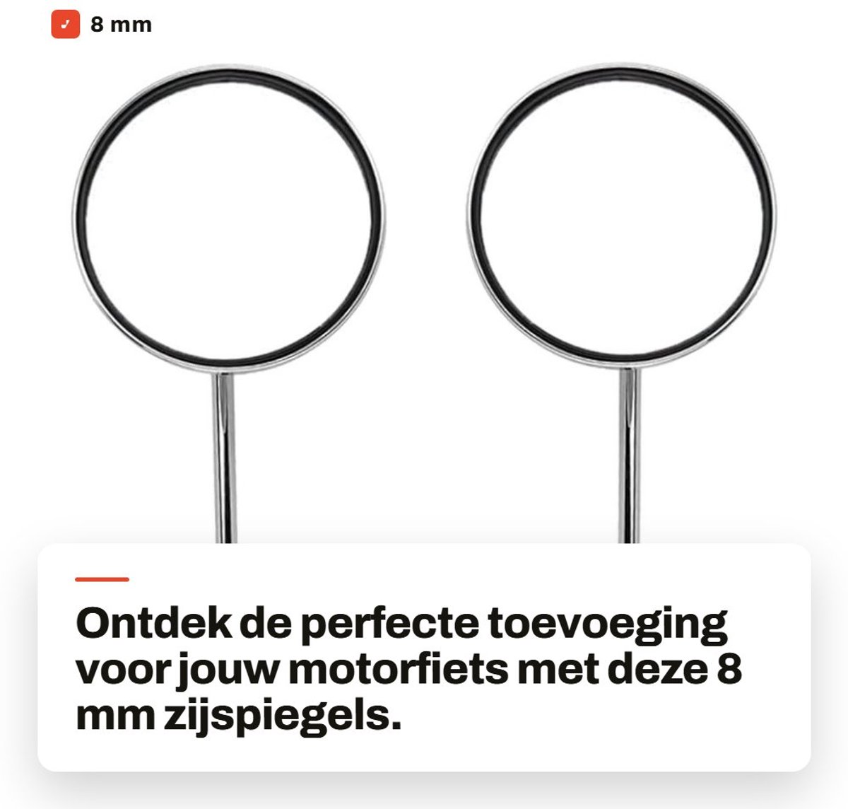 Dailygoods- Zijspiegels 8 mm - Ronde Spiegels - Links/Rechts - Motorfietsen - Doe-het-zelf Modificatie - Hoge Kwaliteit - Motorfiets Spiegels