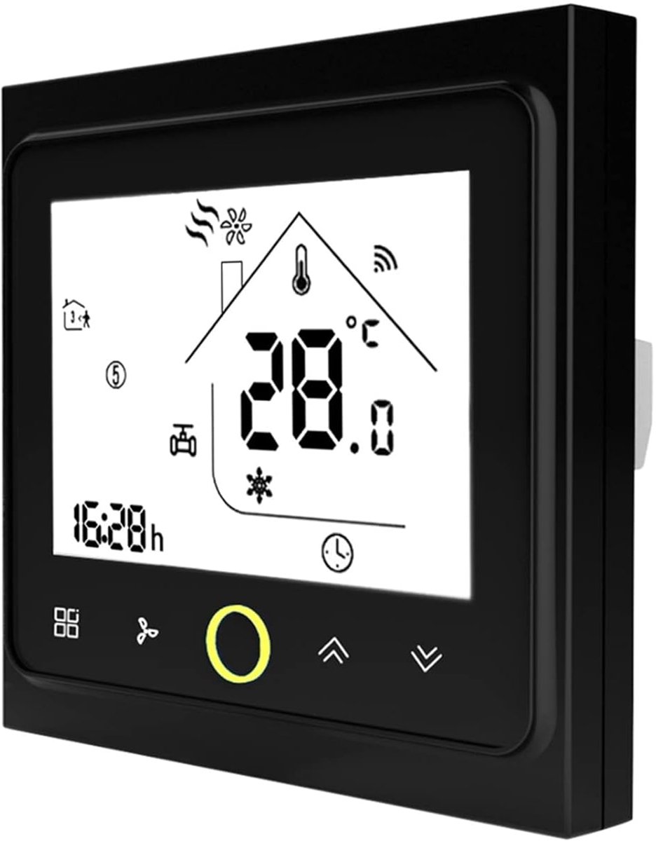 Slimme Thermostaat - Kamerthermostaat Verwarming Koeling - Comfort Thuis Creëren - 0.5 Graden Nauwkeurigheid - 2P WIFI - Zwart