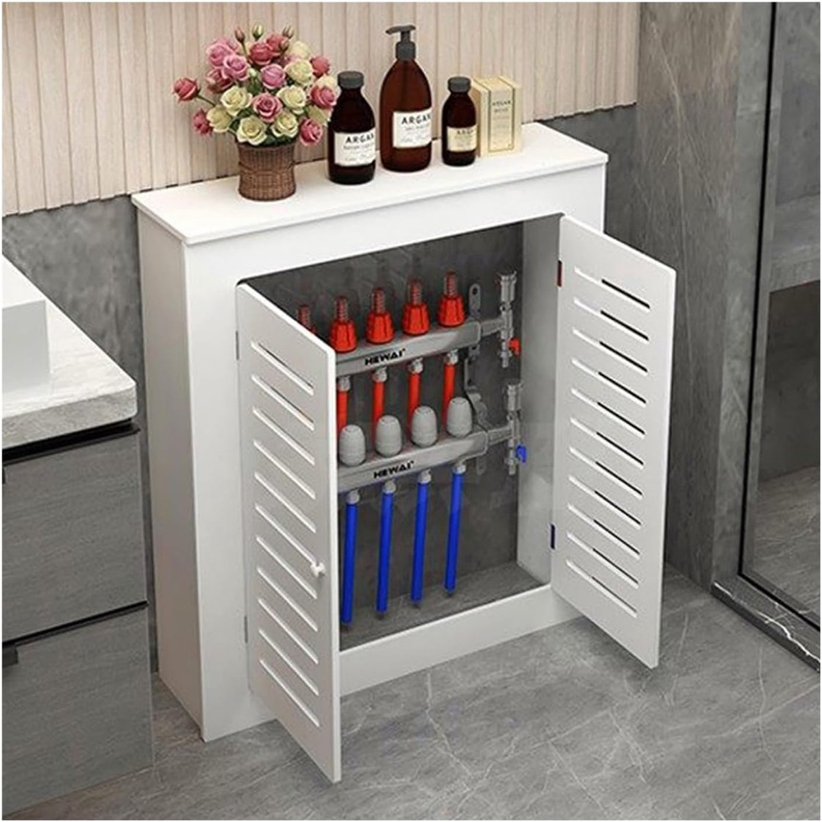 Radiator Omkasting - Verwarming Kast - Ruimte Decoratie - Geventileerd Ontwerp - 60x20x70cm - Wit