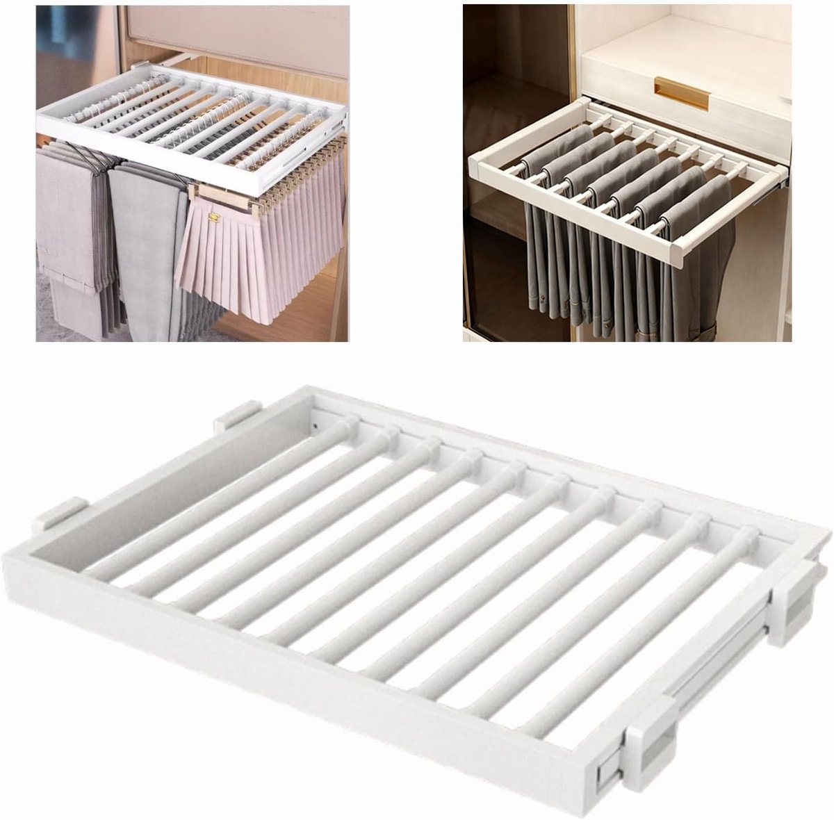 Uittrekbaar Broekrek - Kast Organizer - Garderobe Opbergen - Verstelbaar Uitschuifbaar - 5