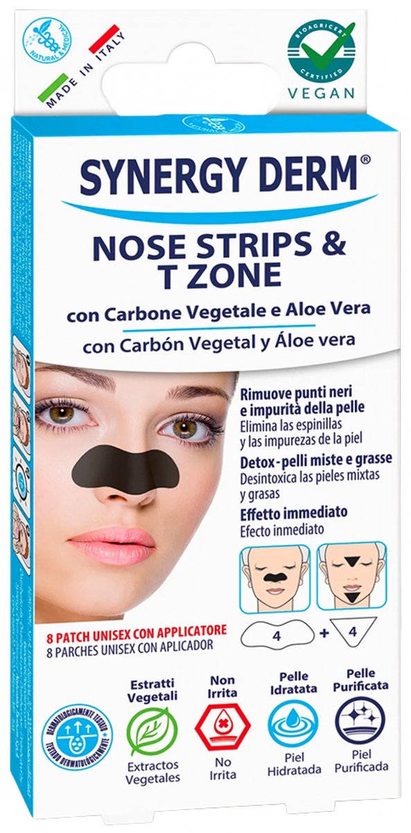 Incarose Synergy Derm Nose Strips Plantaardige Houtskool Neus en T-zone 8 Pleisters