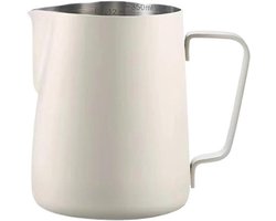 Melkschuimkruik 2 stuks - Melkopschuimkan RVS - Latte Kunst Maken - Precisie Gietmondstuk - 600 ml - Beige