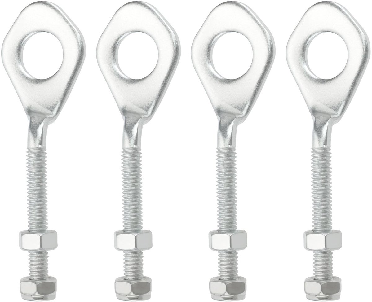 Dailygoods- Kettingspanner 12mm - 4x Kettingspanners - 4x Moeren - 4x Borgmoeren - Geschikt voor 110cc/125cc ATV's - Duurzaam metaal - Kettingspanner Set