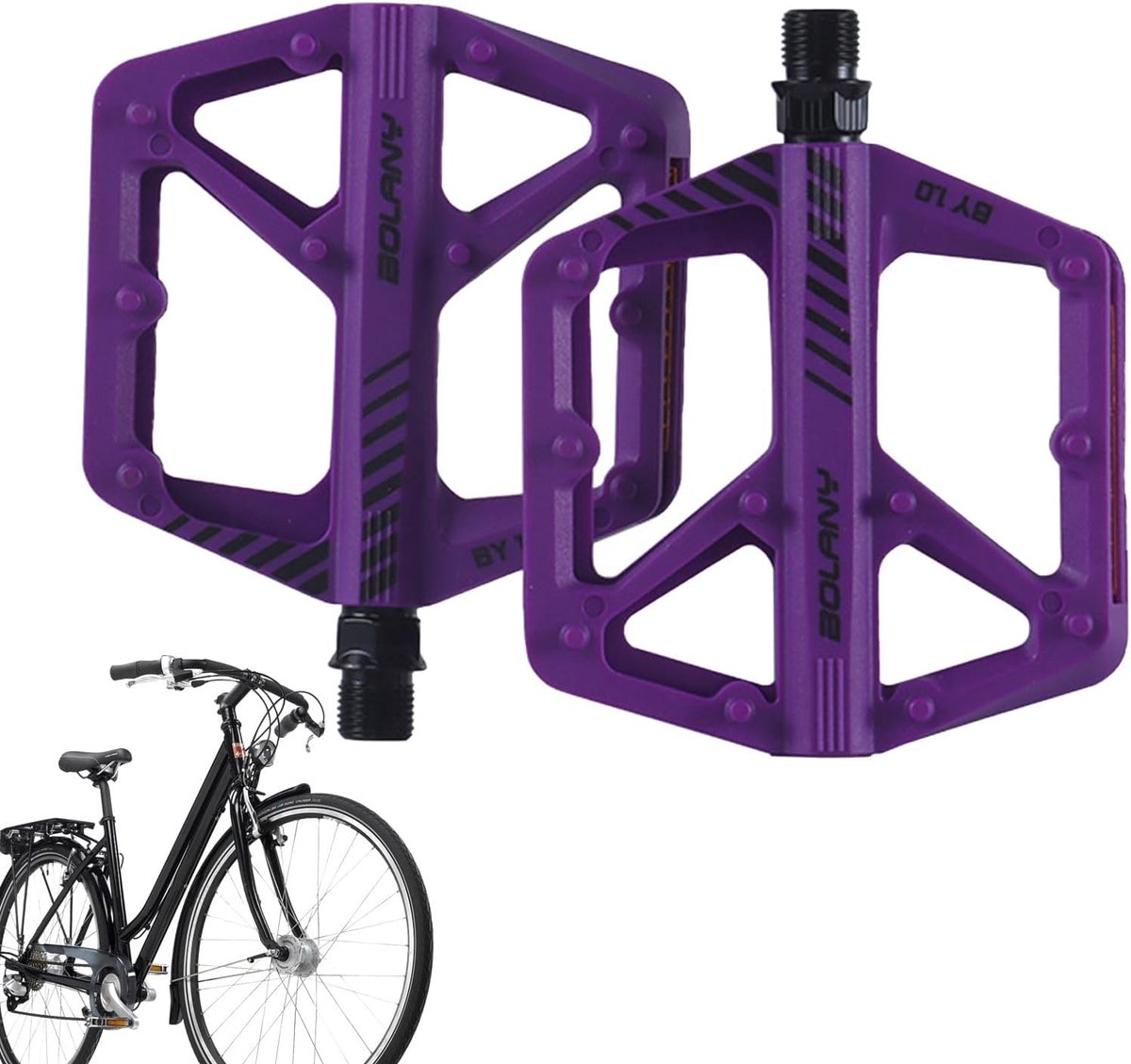 Fietspedalen - Platte pedalen - Fietsen op de weg - Verbeterde stabiliteit - 27 x 17 cm - Paars