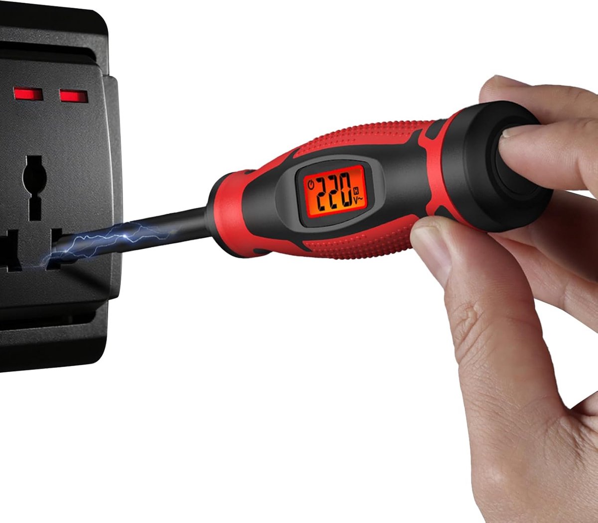 Spanningstester Schroevendraaier - Meetinstrument Circuit - Veilig Elektra Testen - Contactloze Detectie - 20.1 cm Lengte - Rood