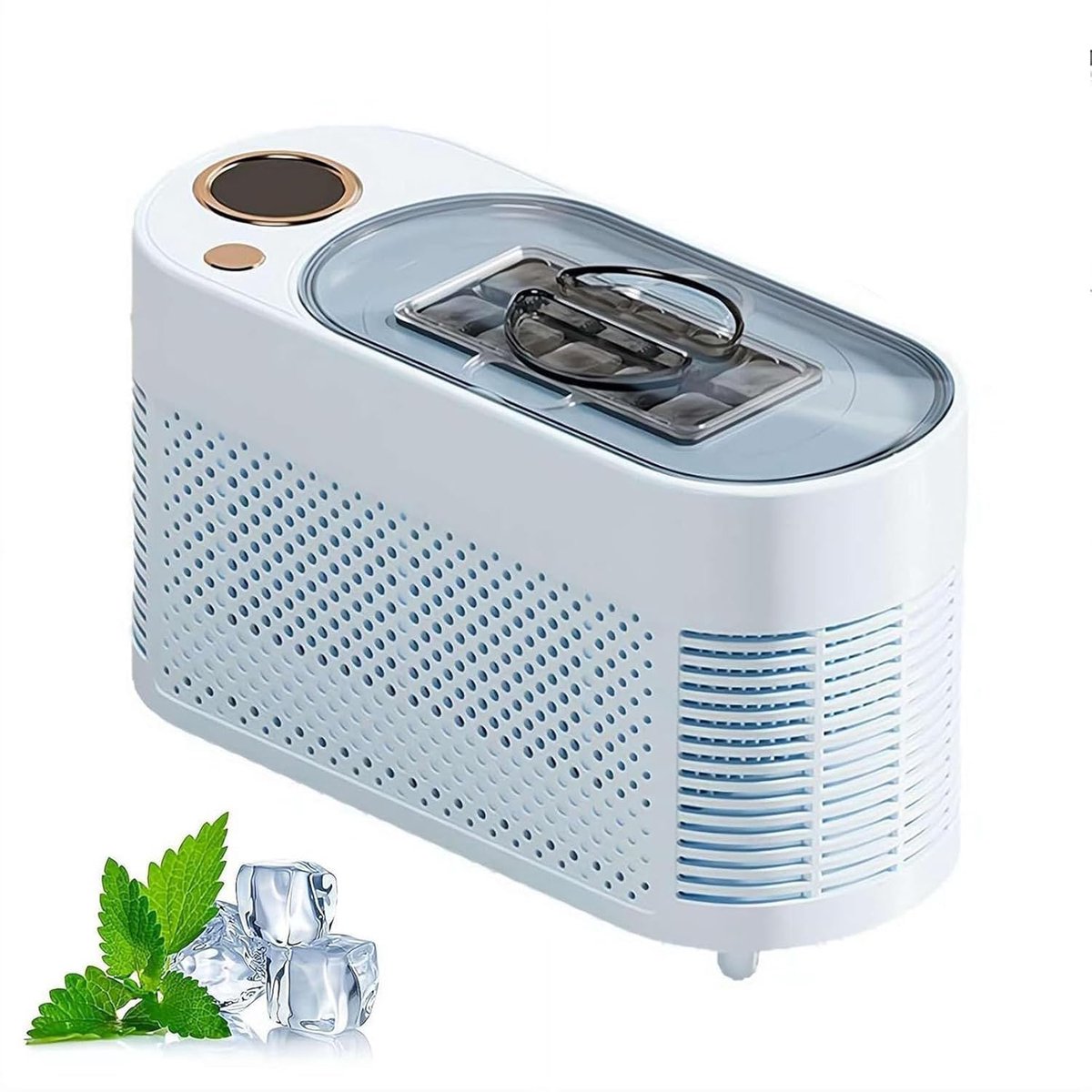 Mini Ijsmachine Draagbare Maker Drankjes Koelen Snel Vierkant IJs Compact Ontwerp Blauw