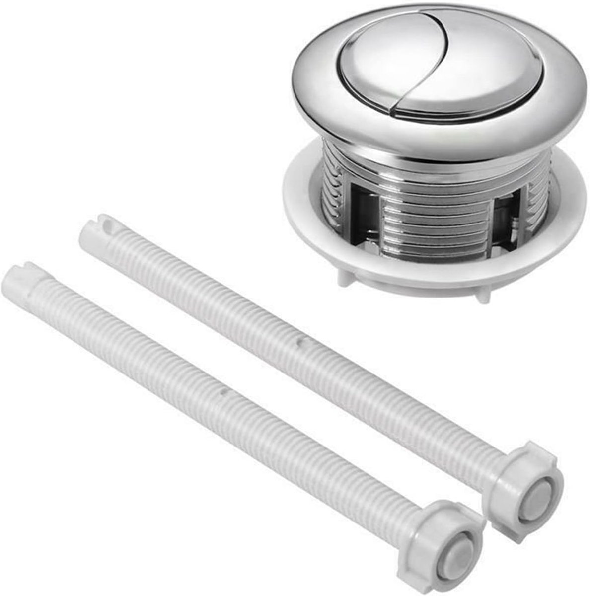 WC Ontladingsknop - Dubbele Druk Knop - Toilet Reparatie - Universele Pasvorm - 48 mm - Zilver