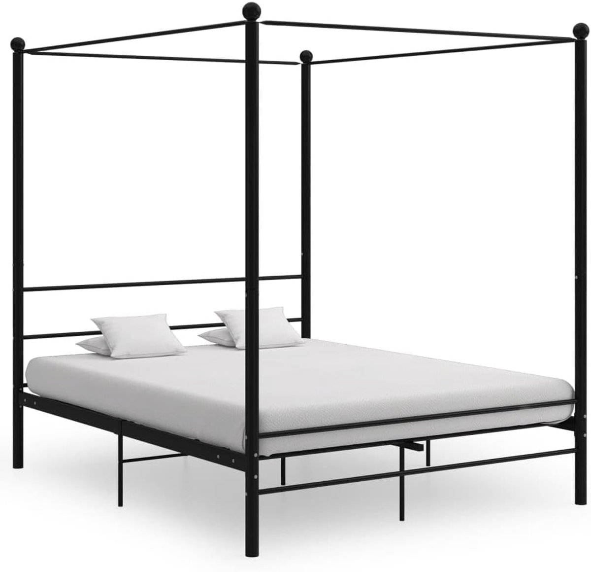 Jeugdbed Frame - Opbergbed Hemelbed - Slaapkamer Inrichten - Met Ophangframe - 160x200 cm - Zwart