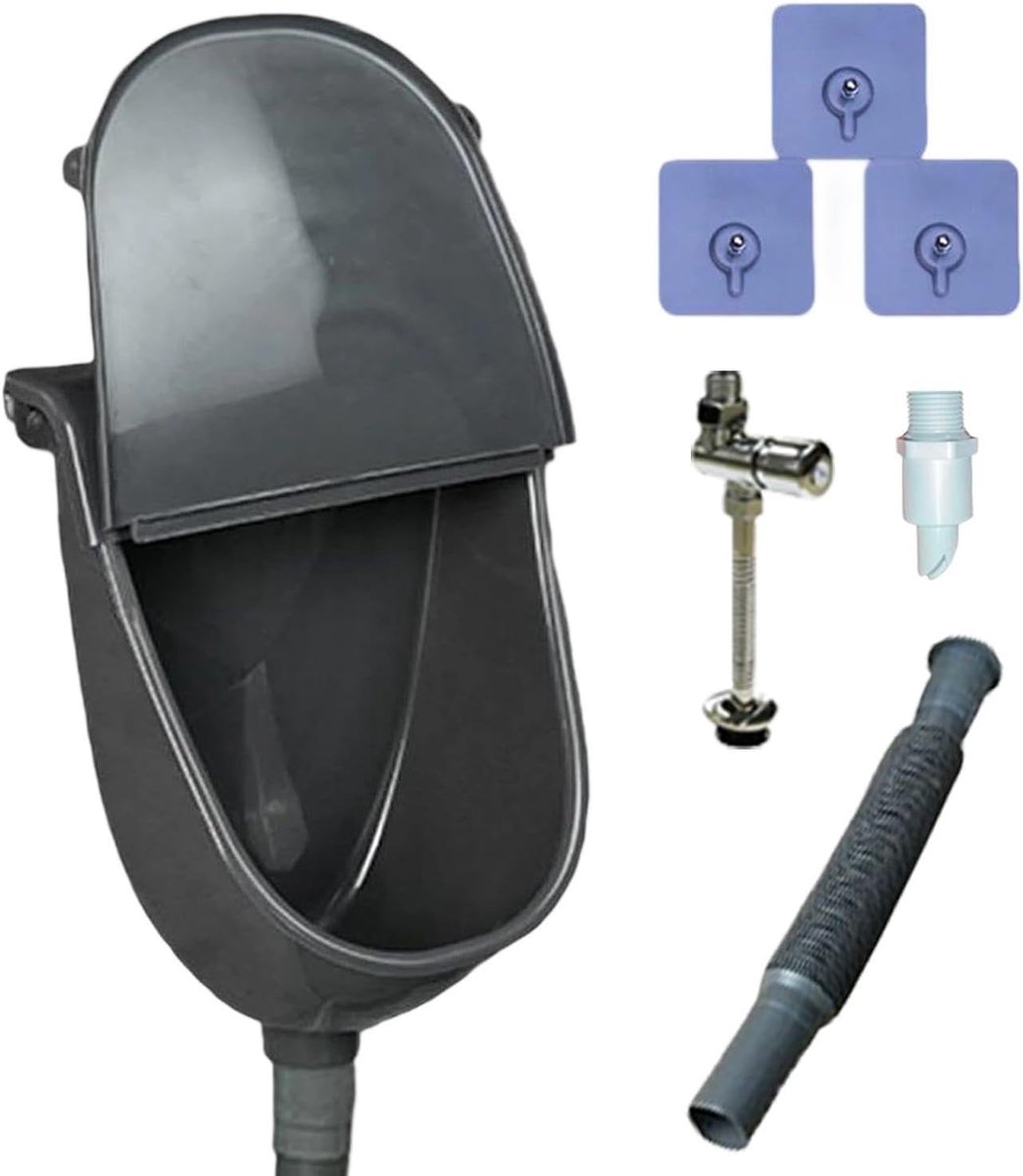 Urinoir zonder water - Buitentoilet draagbaar - Hygiënisch buiten - Spatvermindering deksel - 38.5 cm hoog - Grijs