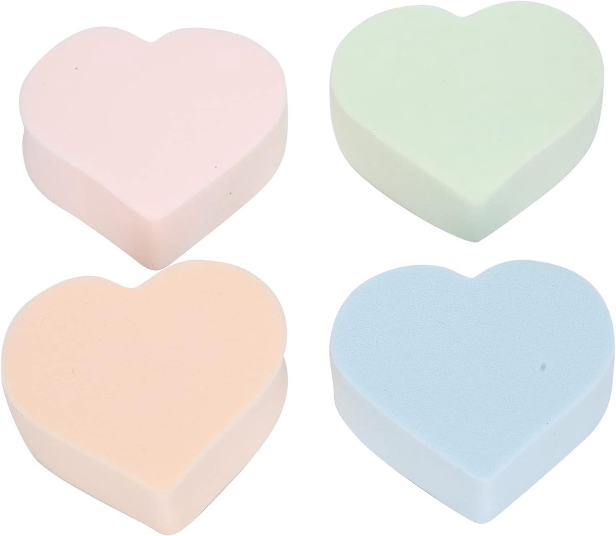 Set van 4 Make-up Sponsjes in Hartvorm voor Poeder, Blush en Foundation - Ideaal voor Make-up Accessoires en Perfecte Blendresultaten