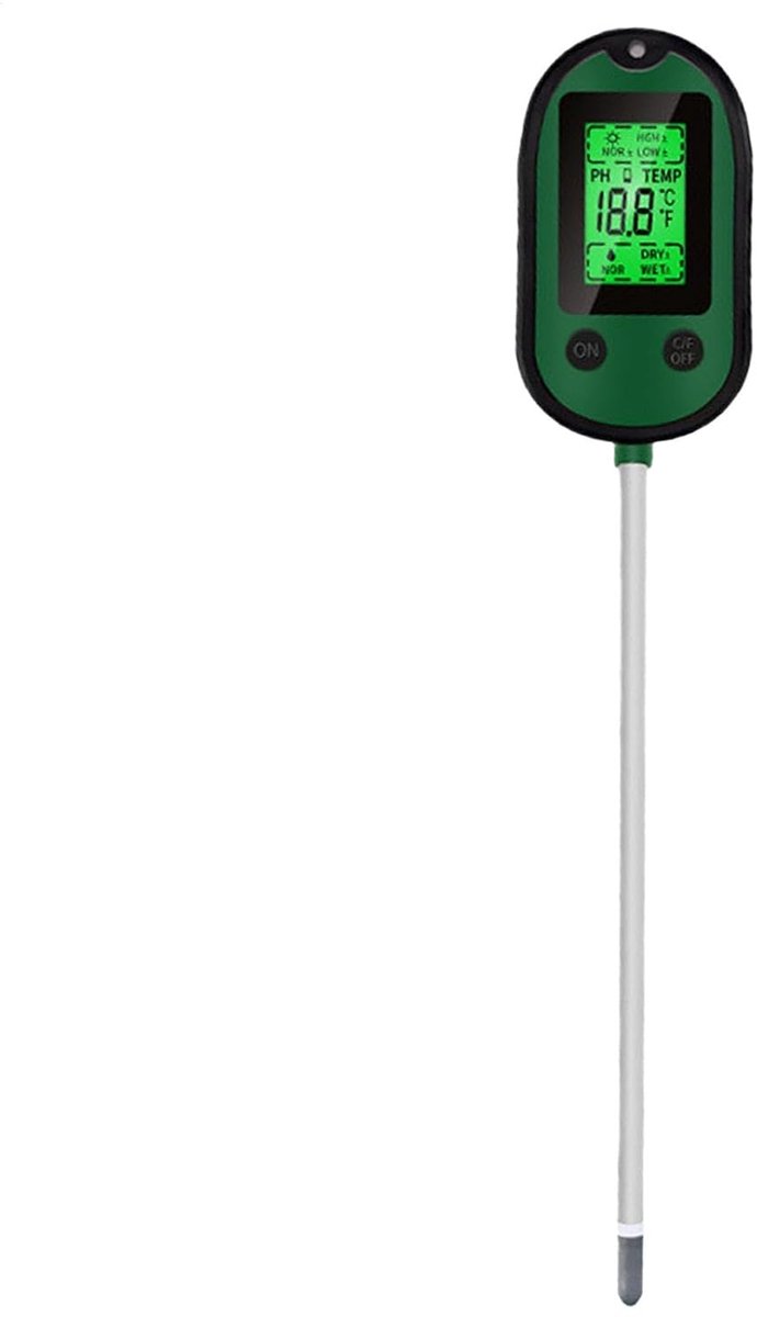 Plantenmeter - Bodemdetector - Plantenverzorging - 5-in-1 Functies - 32 cm - Zwart