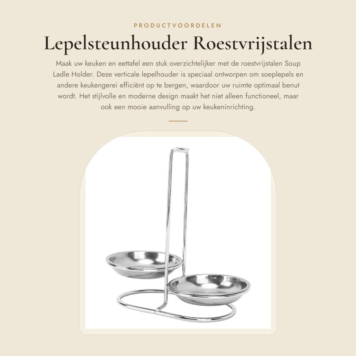 Dailygoods- Lepelsteunhouder Roestvrij Staal - Verticale Houder - Keukengerei - Ruimtebesparend Ontwerp - Netjes en Georganiseerd - 2 Plate/Zilver