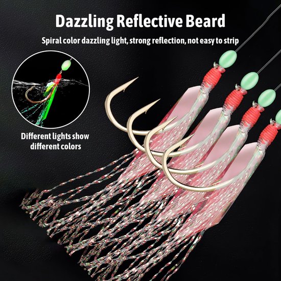 Dailygoods- Makreel Rigs 30st - Hoge Kwaliteit - Lichtgevende Kralen - Bionische Vliegende Insecten - Roestvrij Koolstofstaal Haken - Efficiënte Viservaring - Visrig van Dailygoods — afbeelding 5