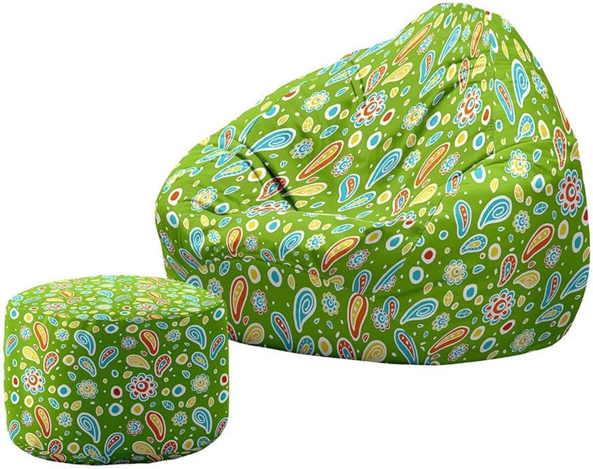 Zitzak Stoelen - Luie Bank - Opbergen en Ontspannen - Inclusief Voetenbank - 90x100cm - Geel