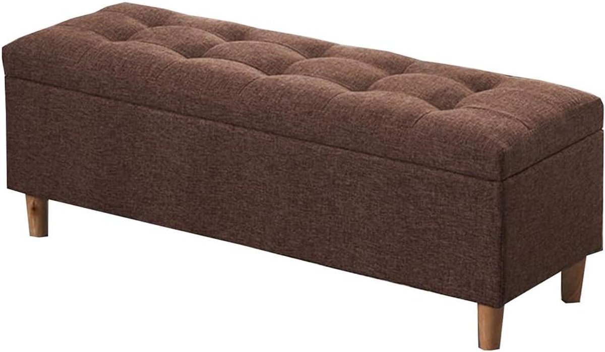 Opbergpoef met Deksel - Schoenenkruk Bankje - Zitplaats Creëren - Verborgen Opbergruimte - 70 cm - Bruin