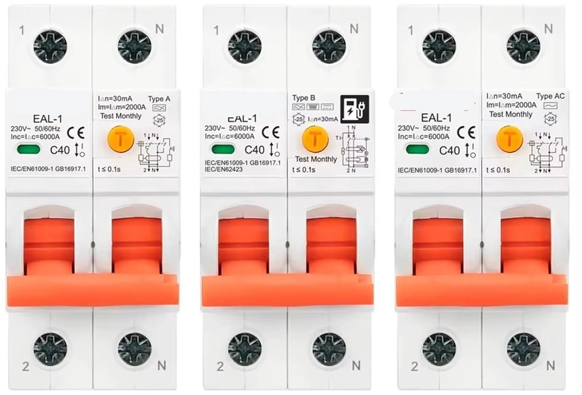 Elektronische aardlekschakelaar - Stroomonderbreker - Circuitbeveiliging - Gecombineerde bescherming - 2P 30mA - Wit