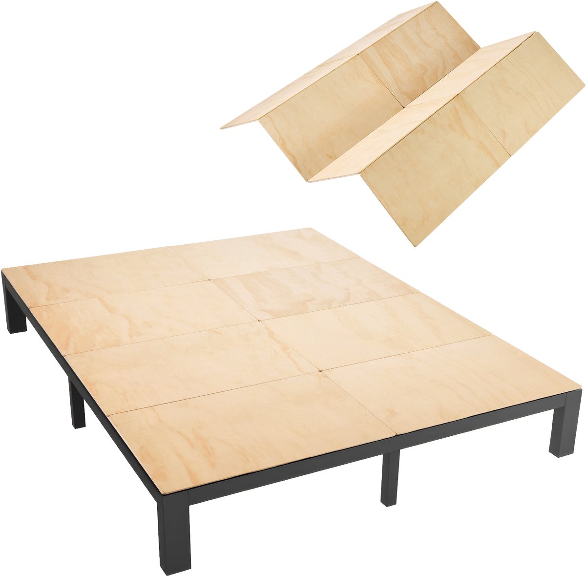 Vevor Bunkie Board, Kingsize 195x178 cm, Opvouwbare Matrasdrager met Nylon Banden, Multiplex, Afgeronde Randen, Anti-Doorzakontwerp voor Metalen Frames, Slaapbanken, Platformbedden en Stapelbedden Natuurlijk hout