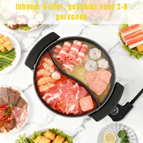 QORA® Hotpot Electrisch - Hotpot - Zwart - ‎31cm x 39cm x 11cm — afbeelding 4