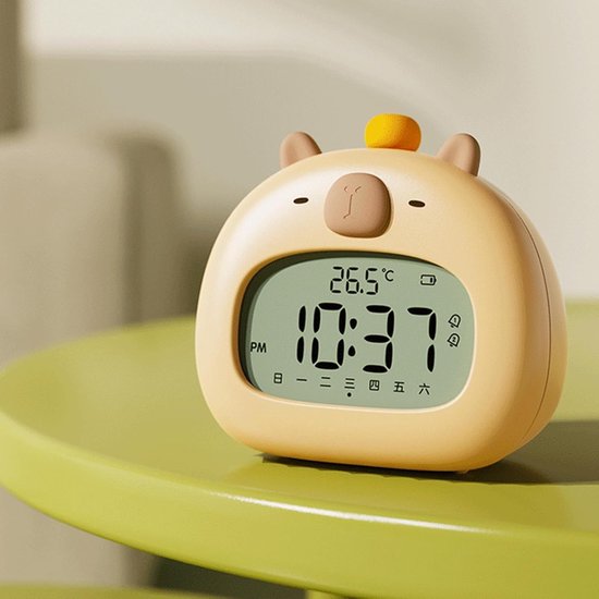 Digitale Wekker - Capybara Klok - Tijd Management - Instelbare Nachtlamp - 8.4 x 12.1 cm - Bruin — afbeelding 5