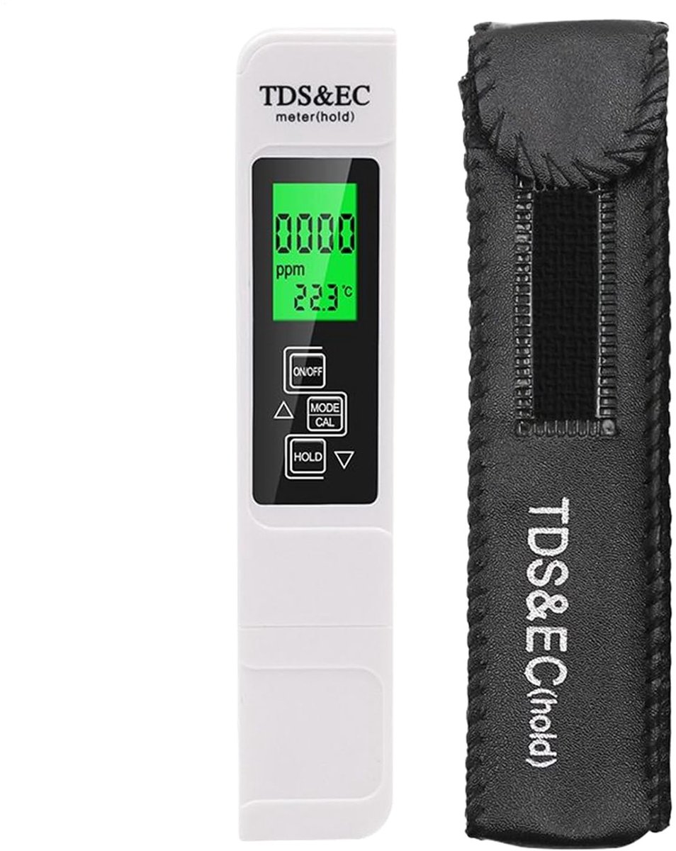 Waterkwaliteit Tester - Water Testapparaat - Water Analyse - Automatische Energiebesparing - 15.2 x 3 cm - Wit