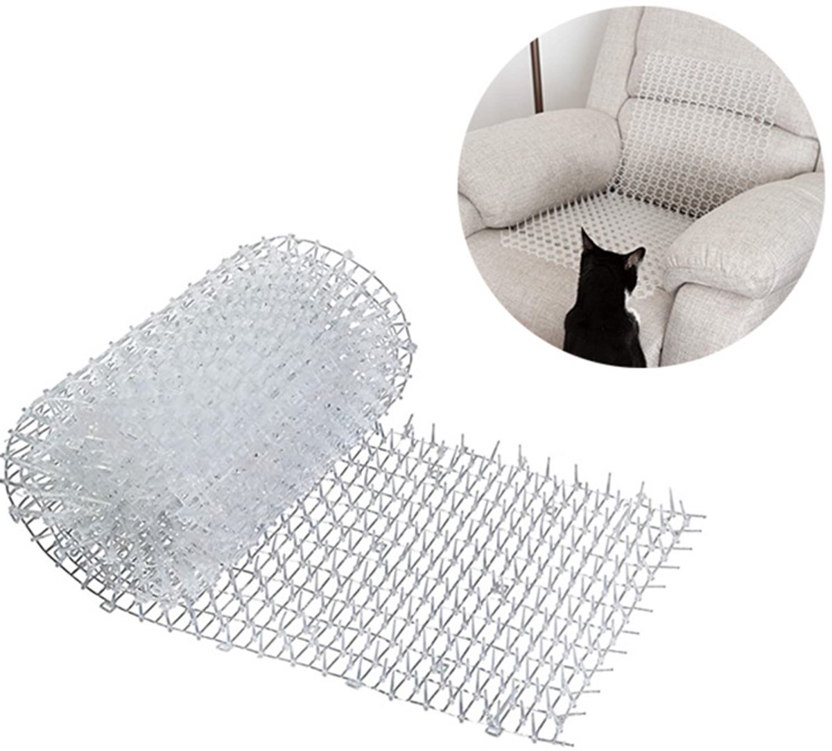 Anti-kattenrol-kattenafstotende mat-kattenwerend net-anti-huisdieren balkondakisolatienet 200CM*30CM (wit)