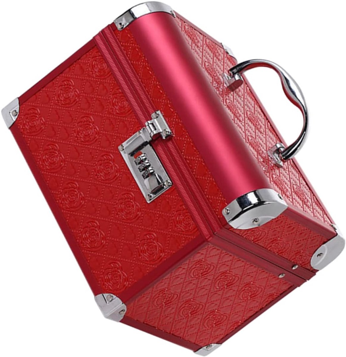 Sieradenkistje - Juwelendoosje Organizer - Sieraden Opbergen - Aluminium Profiel - 24x18cm - Rood