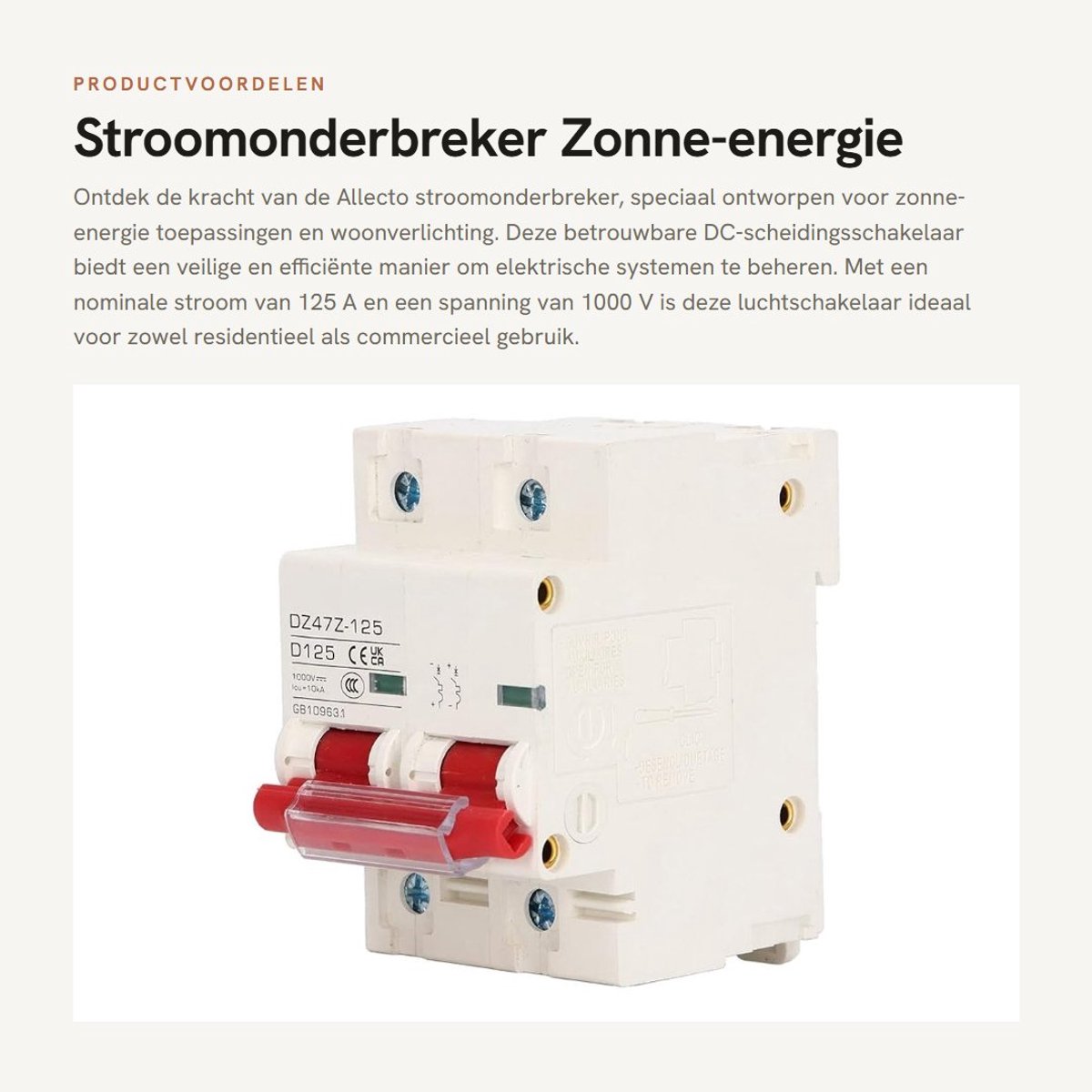 Dailygoods - Stroomonderbreker - Zonne-energie - Overbelastingsbeveiliging - Rood - Luchtschakelaar - Voor woonverlichting - 2-polig