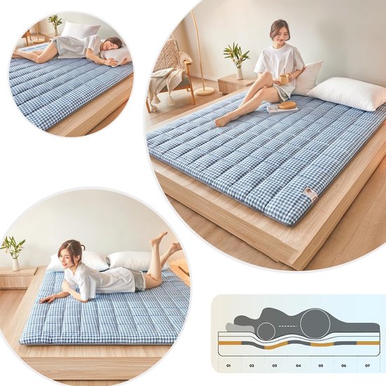 Japanse Vloermat - Futon Matras - Kamperen en Slapen - Antislip Onderkant - 200x220 cm - Style 3 — afbeelding 5