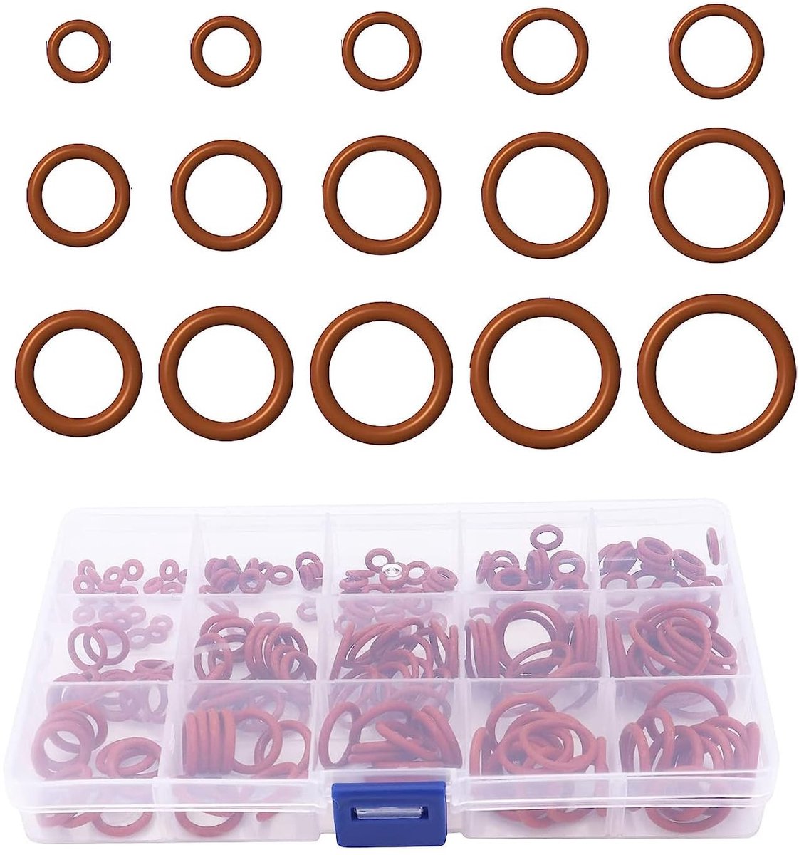 Dailygoods- O-ringen 350 stuks - O-ringen set - Siliconen Afdichtingsringen - Metrische Afdichtingen - Hittebestendig tot 120°C - Eenvoudige Verwerking - Afdichtringen