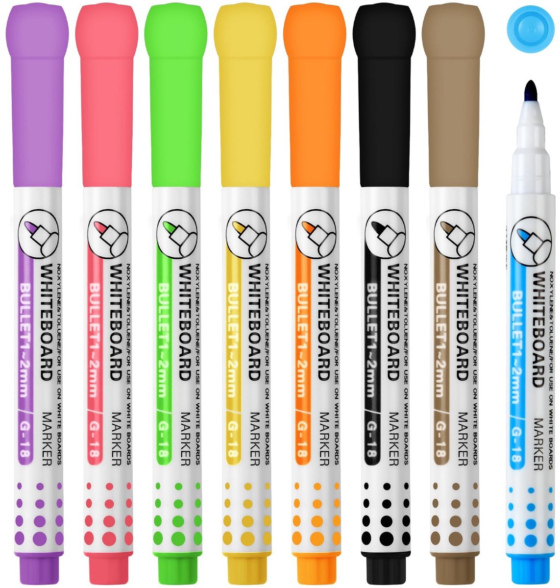 Dailygoods - OFFCUP Dry Erase Markers, 8 stks Whiteboard pennen, Whiteboard Markers Vloeibare Krijt Markers Pennen White Board Markers Uitwisbaar Veeg Whiteboard Compact Marker Fijne Tip Whiteboard Pen Voor