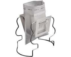 Koffie Dripzak Houder - Roestvrij Staal - Koffie Zetten - Compact Draagbaar - 9.7x6x8cm - Zilver