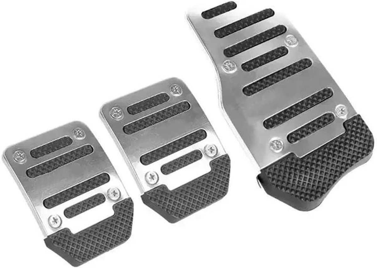 Pedaal Set - Auto Pedaal - Verbeterde Rijervaring - Antislip Oppervlak - 3 Delig - Zilver