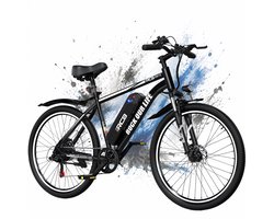RCB Elektrische trekkingfiets 26 Inch,250W Motor,25 km/u,7-Speed, APP, zwart